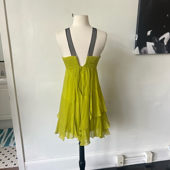 BCBG Beaded Lime Green Mini Ruffle Dress - Picture 6 of 10